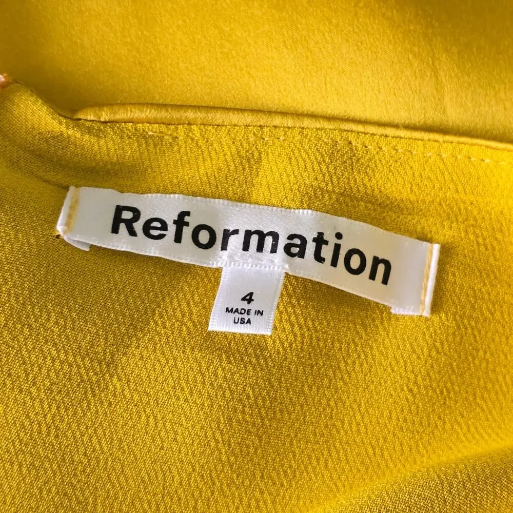 Reformation Silk Halter Maxi Dress Sz 4 Gold Cutout Backless Formal Evening Luxe - Picture 6 of 13